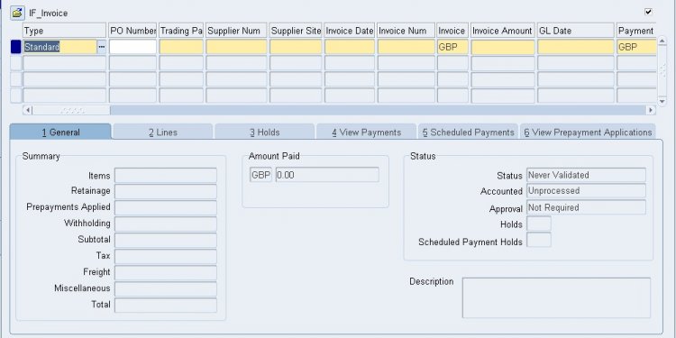 Oracle Invoice - accounting